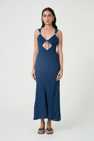 Mila Dress - Navy Dot