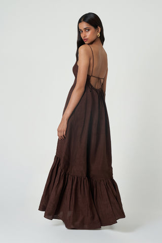 Amara Dress - Dark Walnut