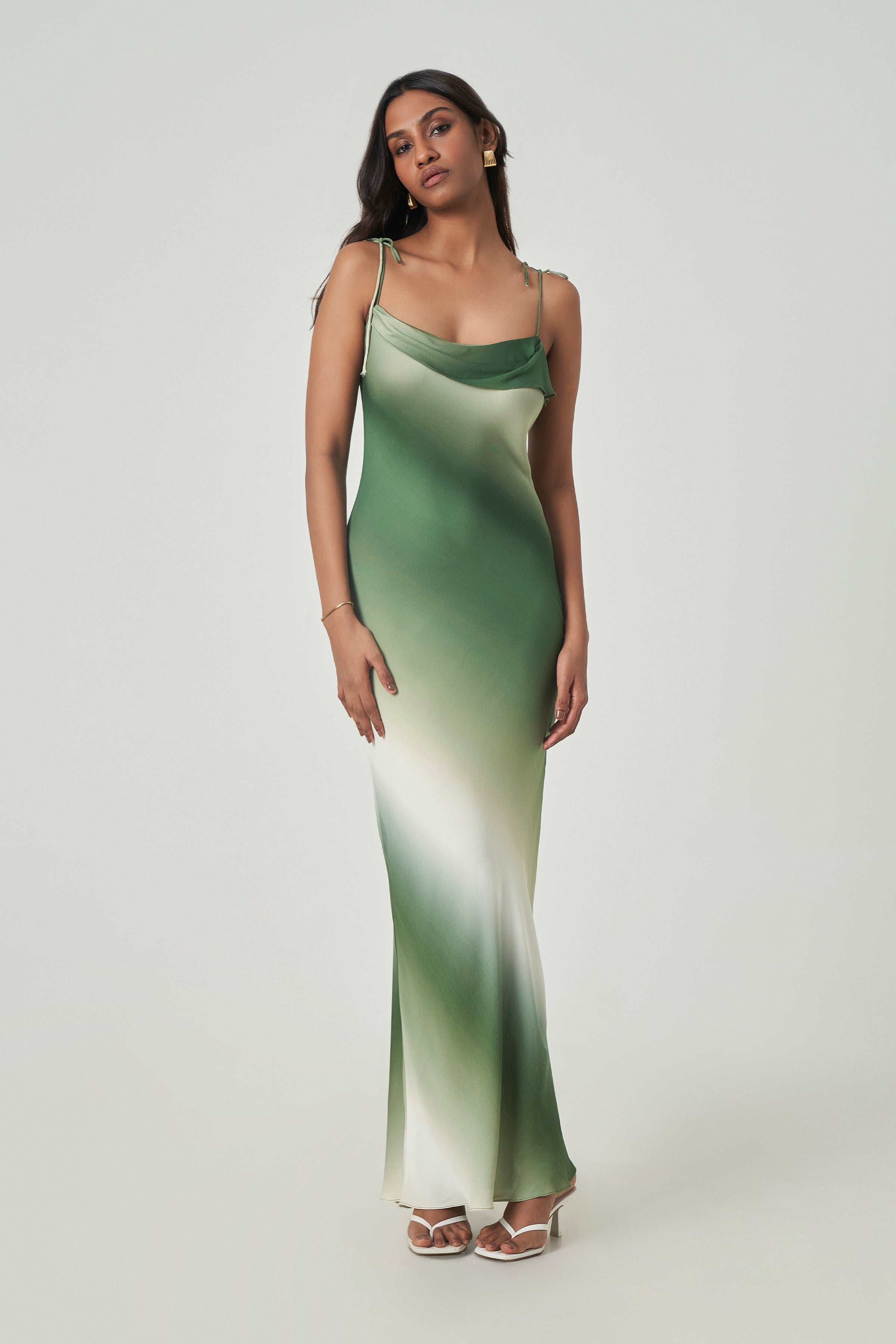 sage green silk dressing gown Sage Verse Gown Teuta Matoshi