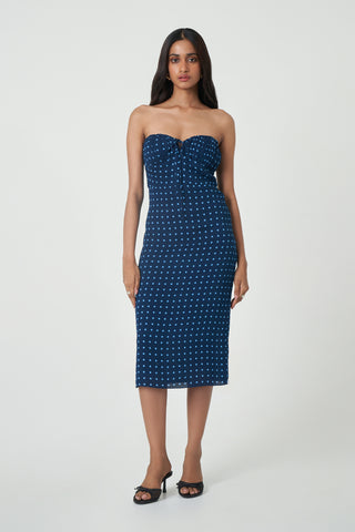Mona Dress - Navy Dot