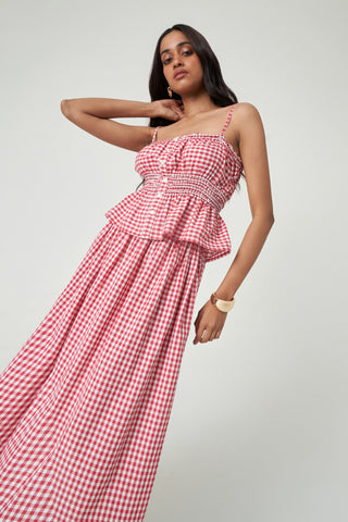 Oasis Top - Cherry Check