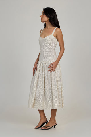 Odessa Dress - Ivory Dot